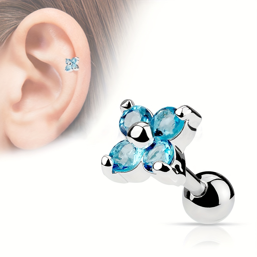 Multicolor Flower CZ Stud Earrings 316 for Daily Wear
